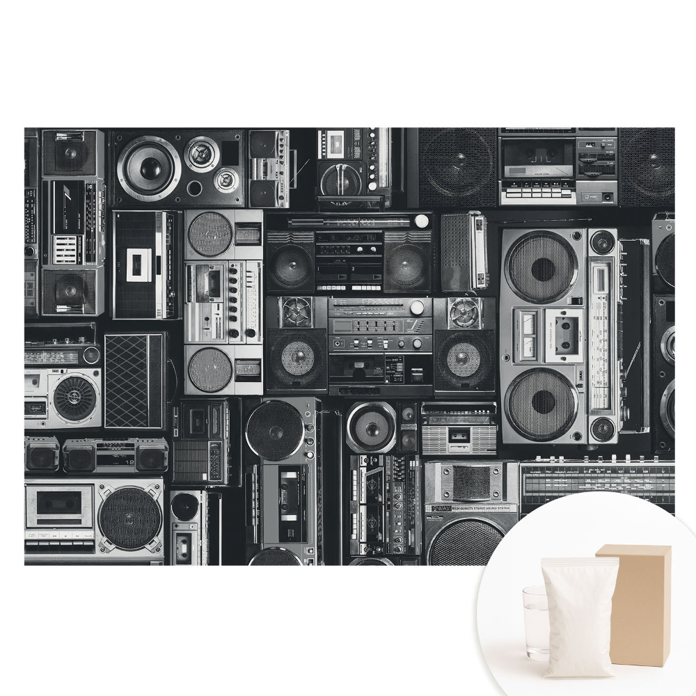 Papier peint intissé photographique design rétro élégant avec radios