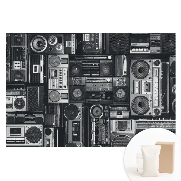 Papier peint intissé photographique design rétro élégant avec radios
