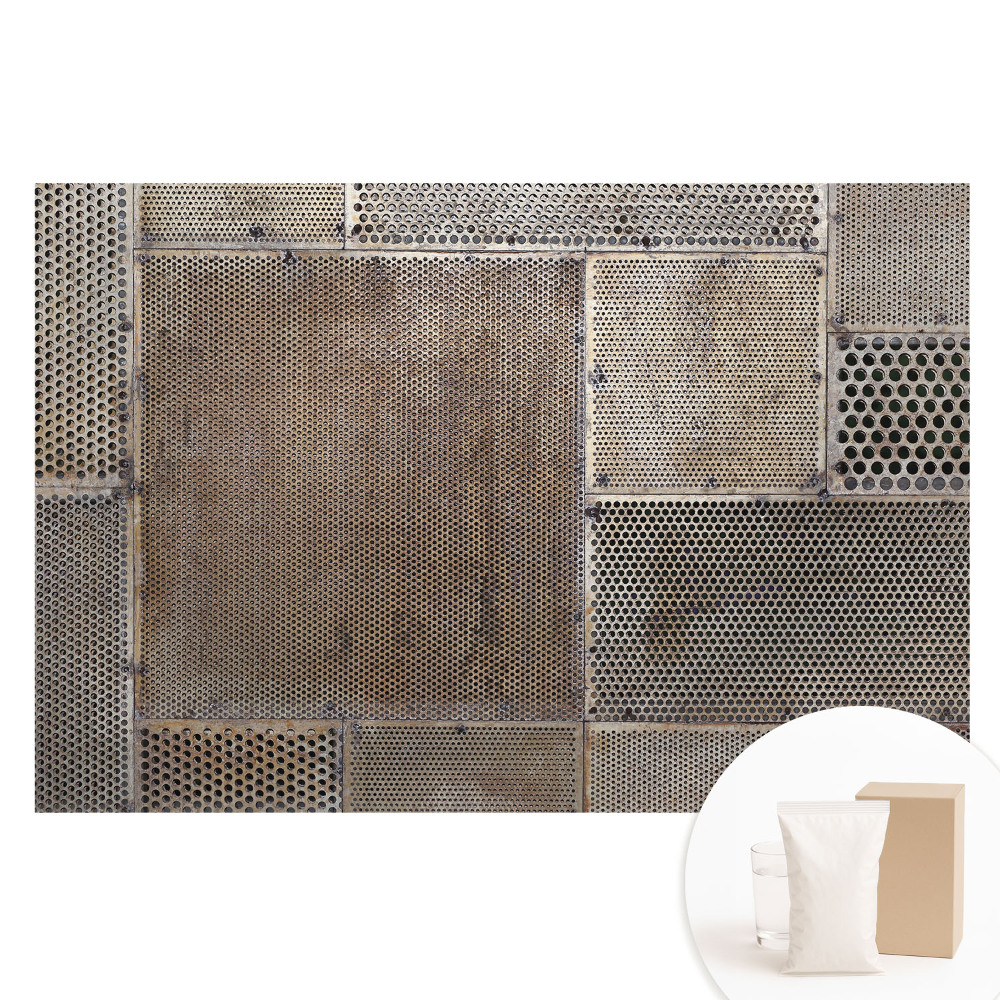 Papier peint photographique intissé perforations métalliques géométriques