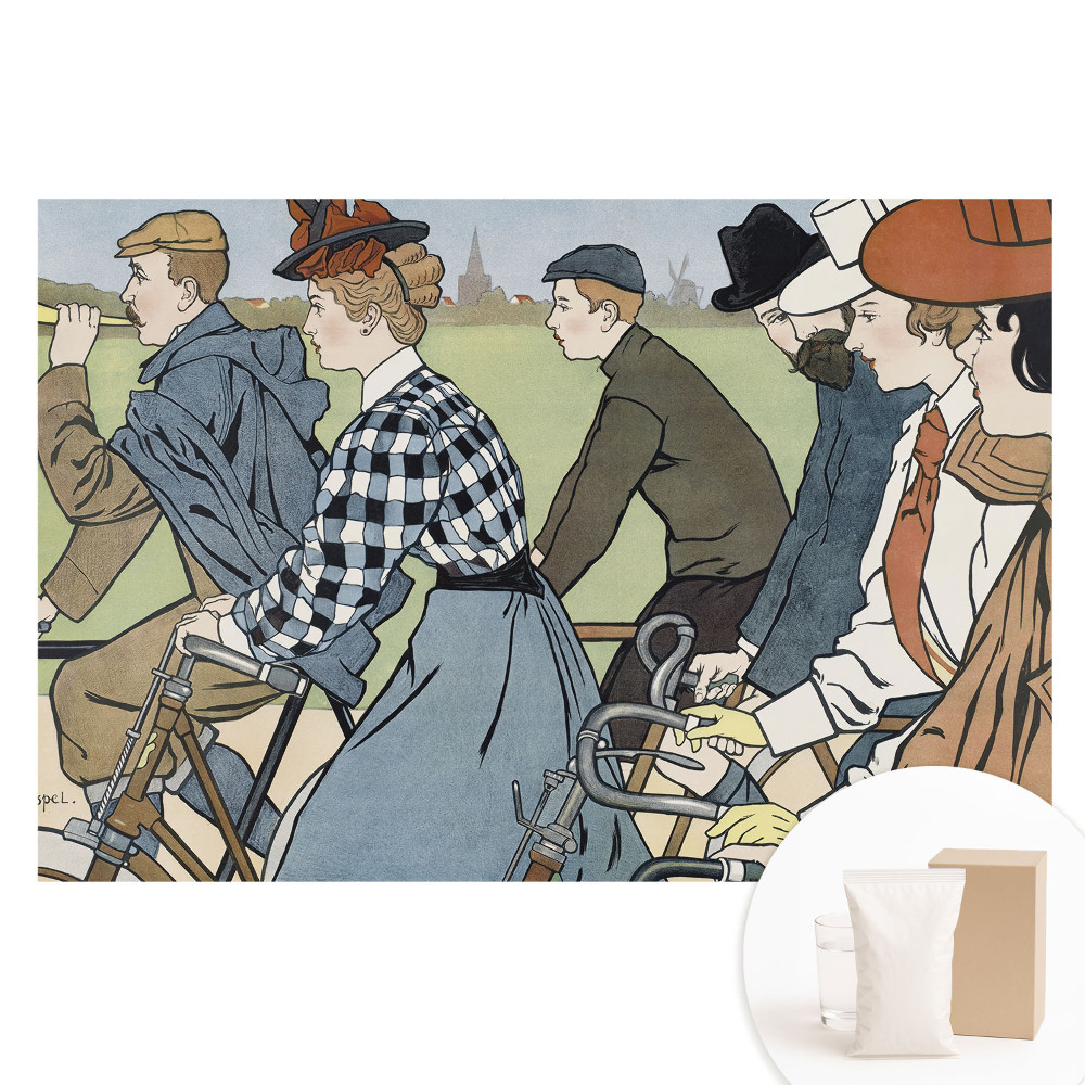 Papier peint photo grand format pour le mur Scène de vélo Art Nouveau