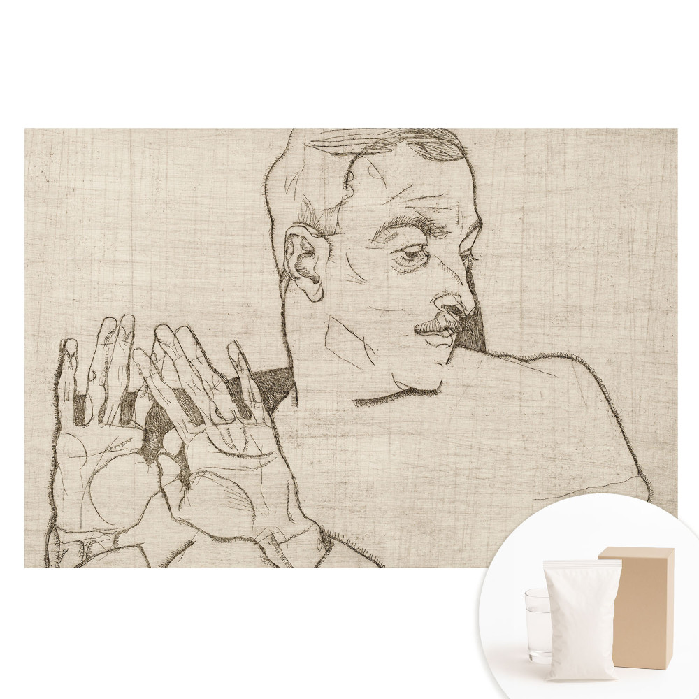 Papier peint photographique sur tissu non tissé motif croquis minimaliste d'une figure et d'un geste