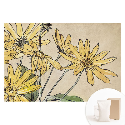 Papier peint intissé imprimé Fleurs jaunes sur fond beige