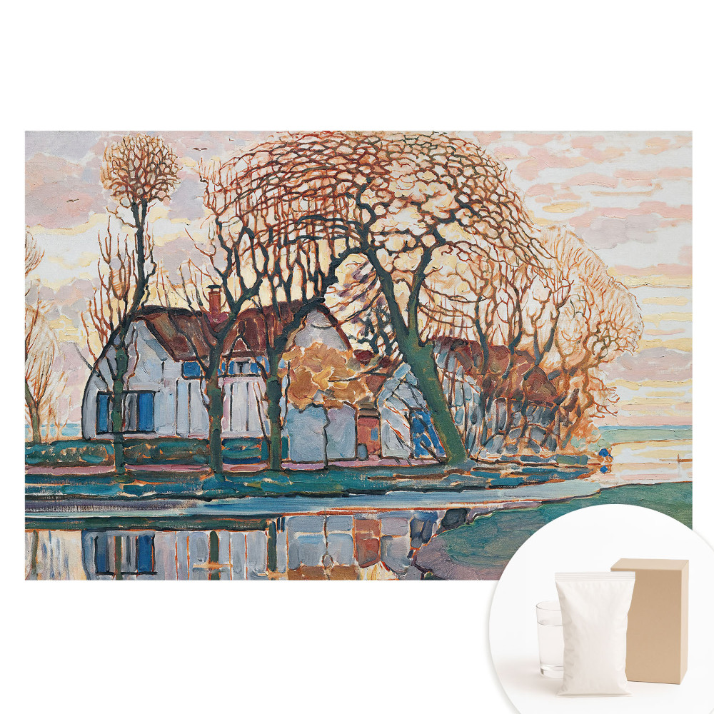 Papier peint photo grand format pour le mur Un paysage rural paisible se reflète