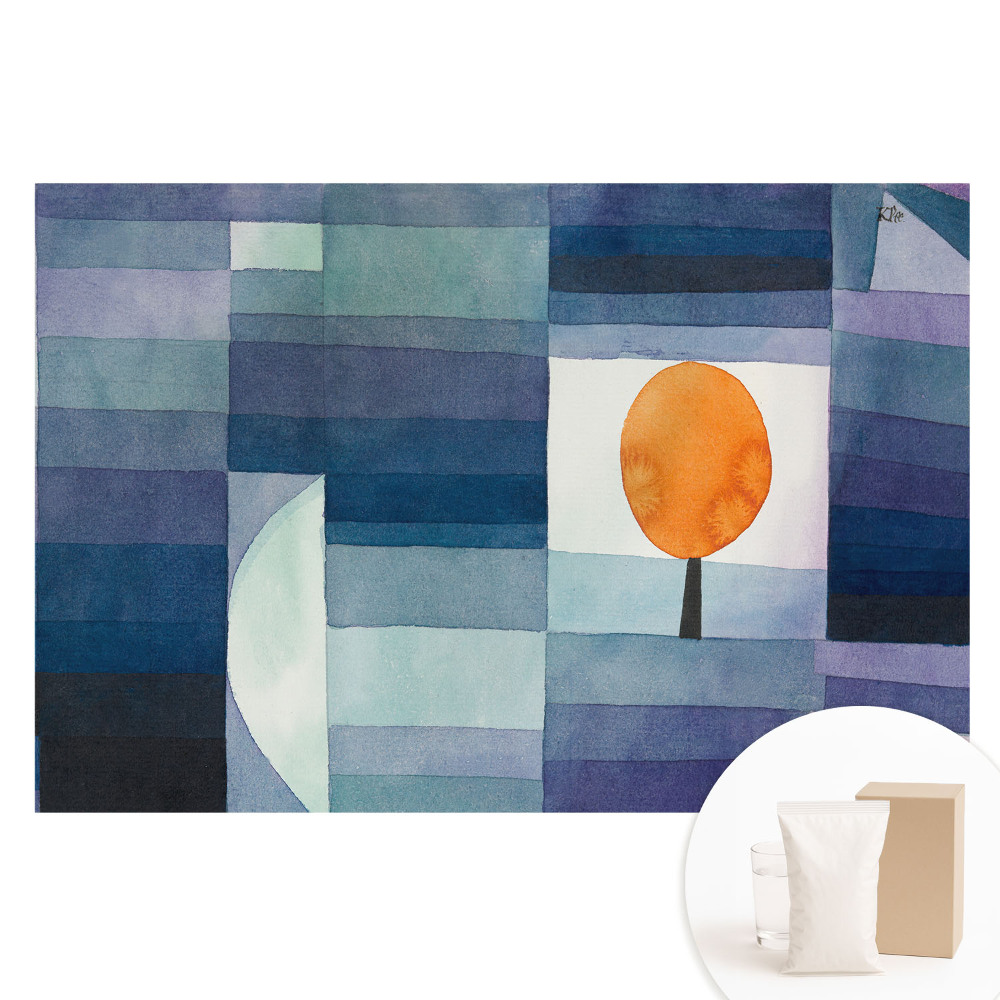 Papier peint intissé imprimé Oranger sur fond bleu