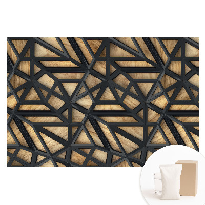 Papier peint photographique sur tissu non tissé Harmonie du bois et des triangles géométriques