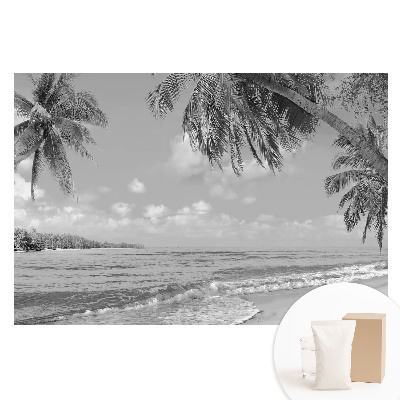 Papier peint panoramique intissé Plage exotique avec palmiers