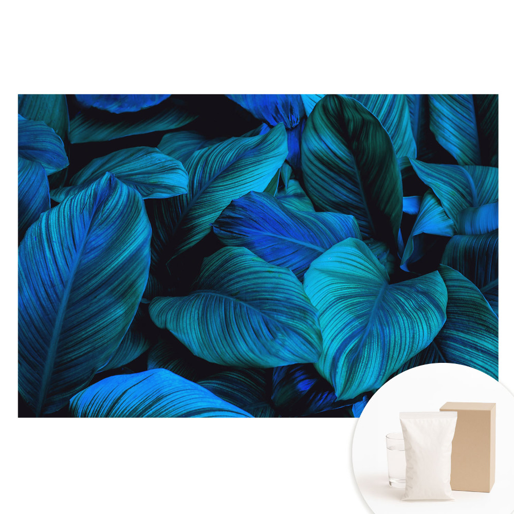 Papier peint intissé Feuilles bleues, profondeur de la nature