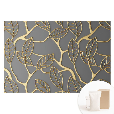 Papier peint photographique sur tissu non tissé Feuilles sur fond gris, motif subtil