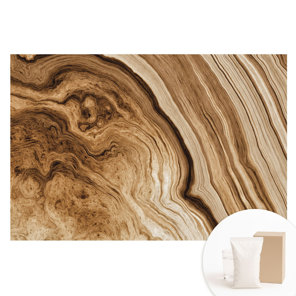 Papier peint photo imprimé sur tissu non tissé Lignes de bois naturelles, tons terreux, ambiance équilibrée