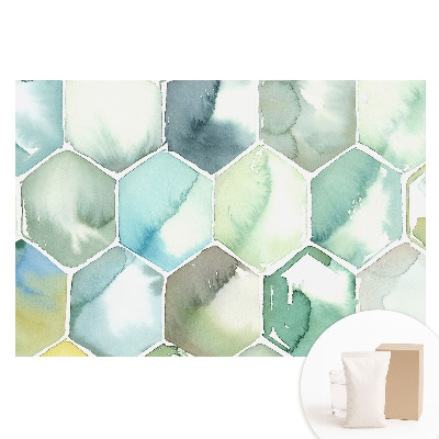 Papier peint photographique intissé Harmonie hexagonale à l'aquarelle