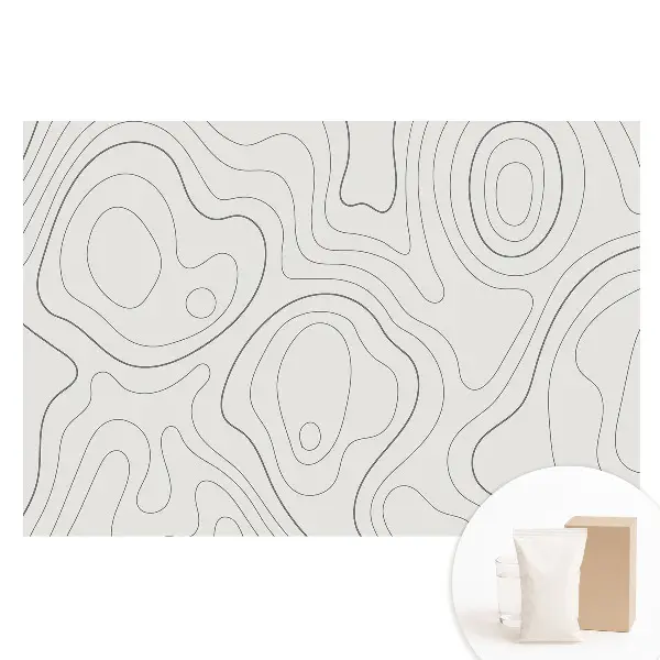 Papier peint intissé à motif de vagues abstraites et lignes de contours