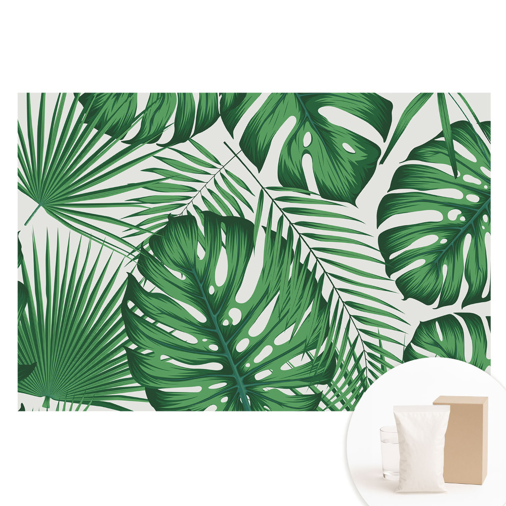 Papier peint panoramique intissé Feuilles tropicales vertes harmonie de la nature
