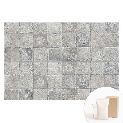 Papier peint intissé à motif carrelage élégant gris et beige