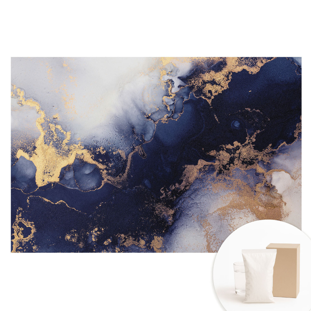 Papier peint intissé imprimé Élégance abstraite bleu marine et beige