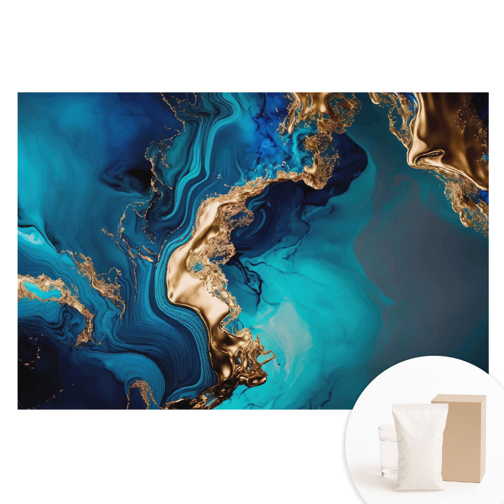 Papier peint photo sur tissu non tissé Combinaison abstraite de bleu et de jaune