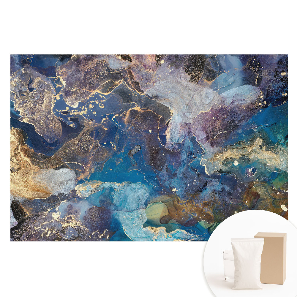 Papier peint intissé Abstraction cosmique dans des nuances de bleu et de violet