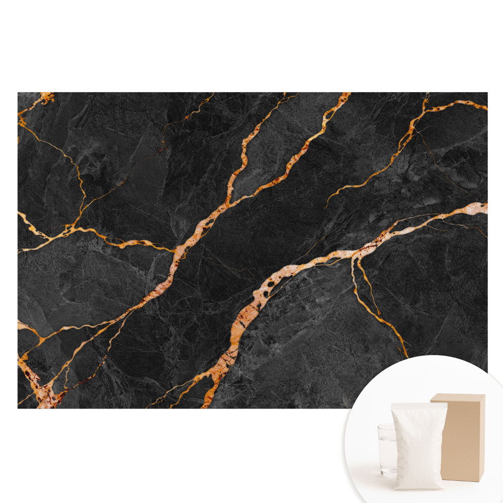 Papier peint photo sur tissu non tissé Fond noir marbré veiné