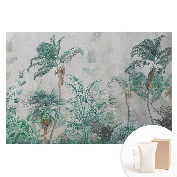 Papier peint photo imprimé sur tissu non tissé palmiers tropicaux et feuilles