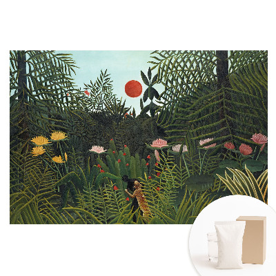 Papier peint panoramique intissé motif figure solaire jungle tropicale