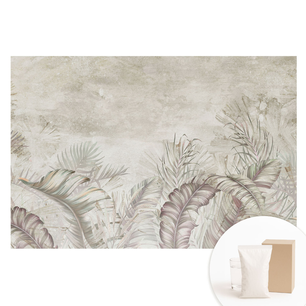 Papier peint photo imprimé sur tissu non tissé végétation pastel délicate