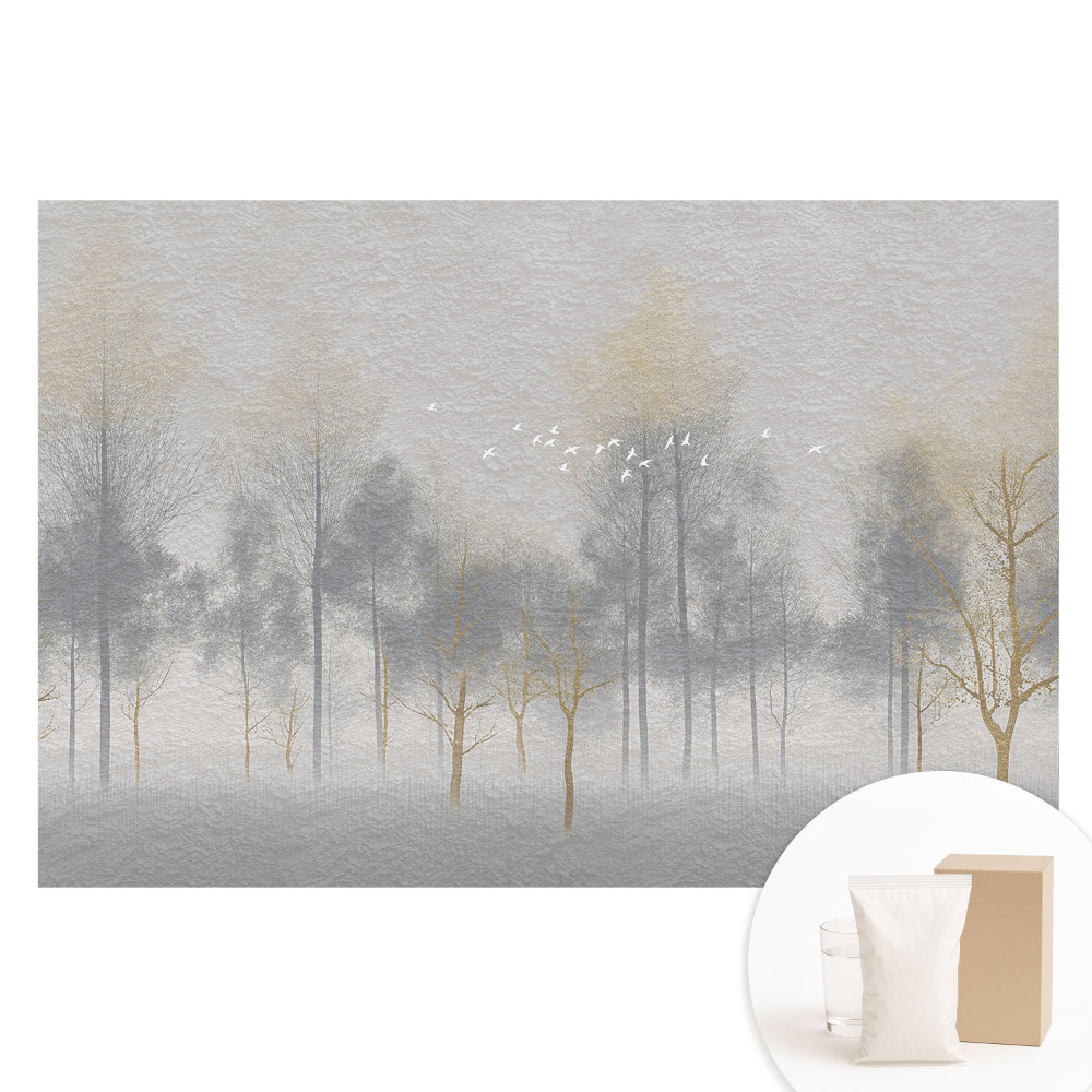 Papier peint photo imprimé sur tissu non tissé Une scène de forêt délicate au style minimaliste