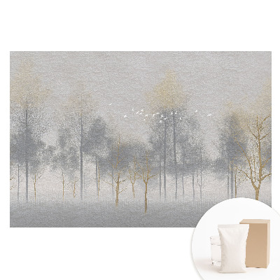 Papier peint photo imprimé sur tissu non tissé Une scène de forêt délicate au style minimaliste