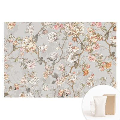 Papier peint panoramique intissé à motif floral pastel classique