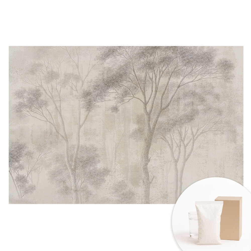 Papier peint photographique sur tissu non tissé Arbres délicats sur fond beige