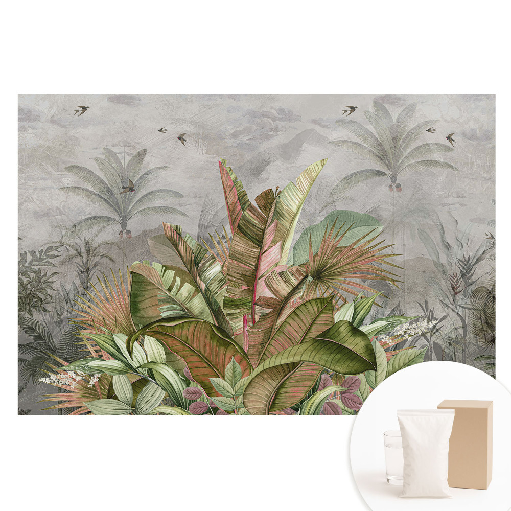 Papier peint intissé feuilles tropicales vintage