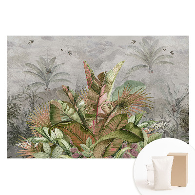 Papier peint intissé à motif de feuilles tropicales style vintage