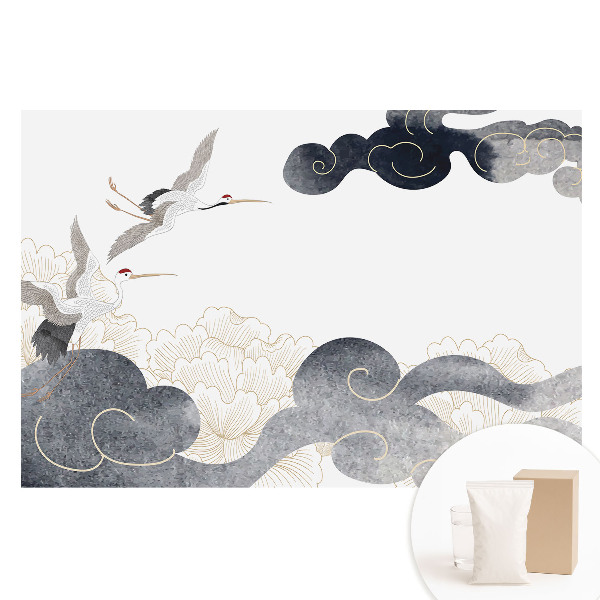 Papier peint photographique sur tissu non tissé Grues et nuages ​​dans un style classique