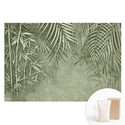 Papier peint photographique intissé Motifs de bambou dans des tons verts