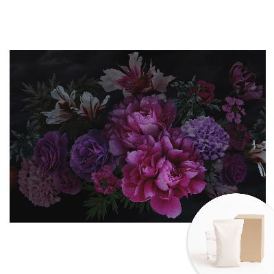 Papier peint intissé Fleurs romantiques sur fond sombre