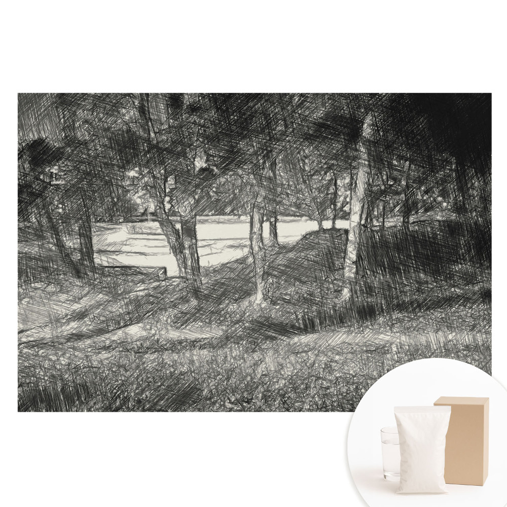 Papier peint photo grand format Paysage avec arbre et rivière sur le thème de la paix et de l'harmonie