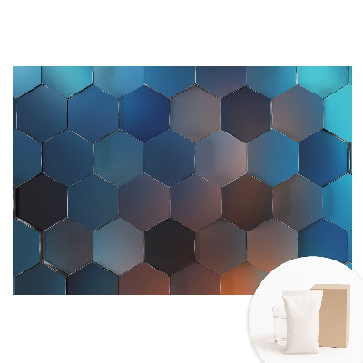 Papier peint photo sur tissu non tissé hexagones bleus géométriques