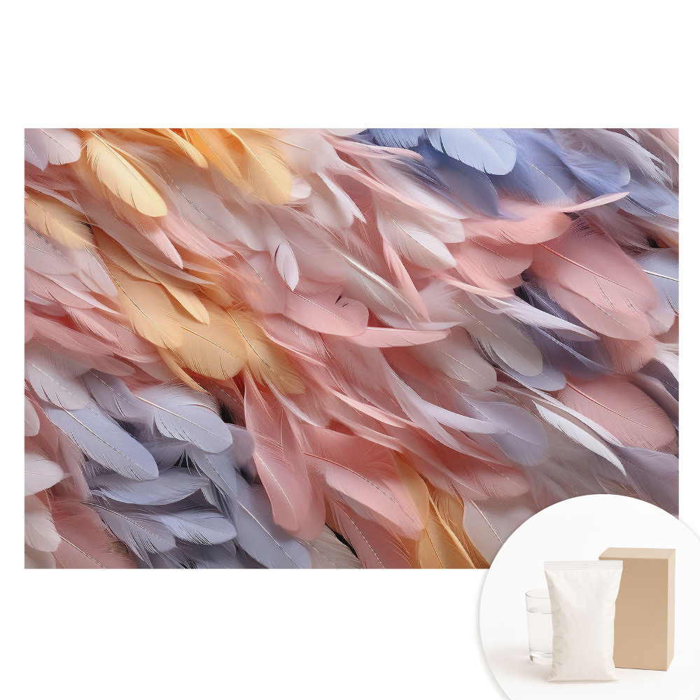 Papier peint photographique sur tissu non tissé légèreté des plumes pastel