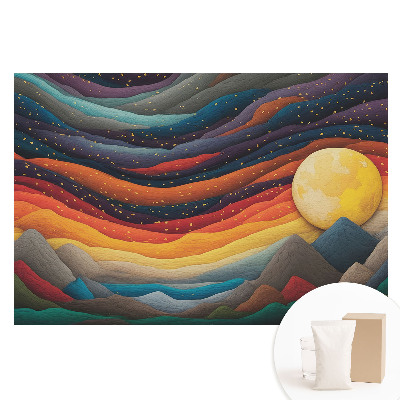 Papier peint photo grand format paysage de montagne abstrait nuit cosmique
