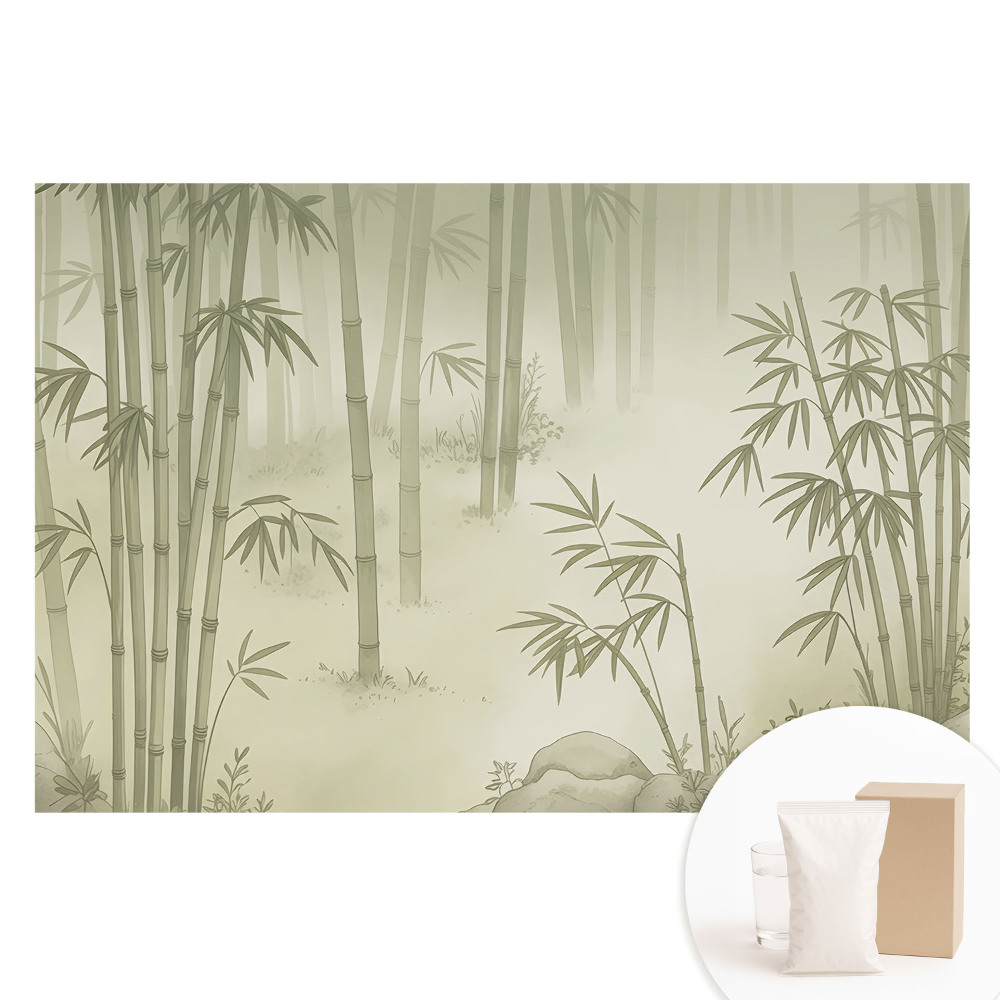 Papier peint photo grand format pour le mur Forêt de bambous dans une brume délicate
