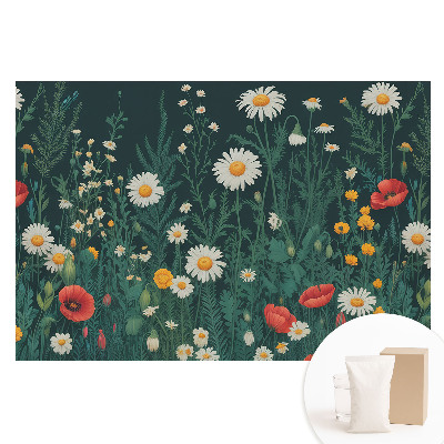Papier peint photo grand format pour le mur Une prairie pleine de fleurs et de paix estivale