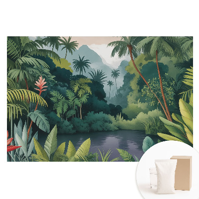 Papier peint panoramique intissé jungle tropicale apaisante