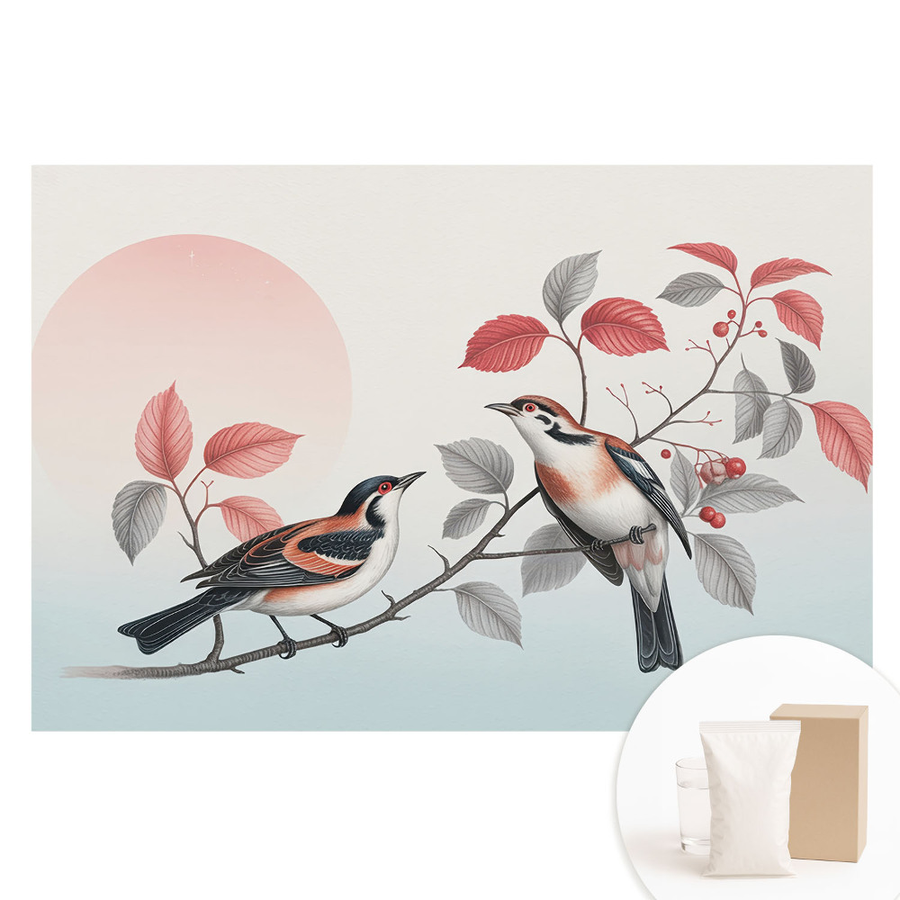 Papier peint photo grand format pour le mur Oiseaux sur une branche, composition harmonieuse