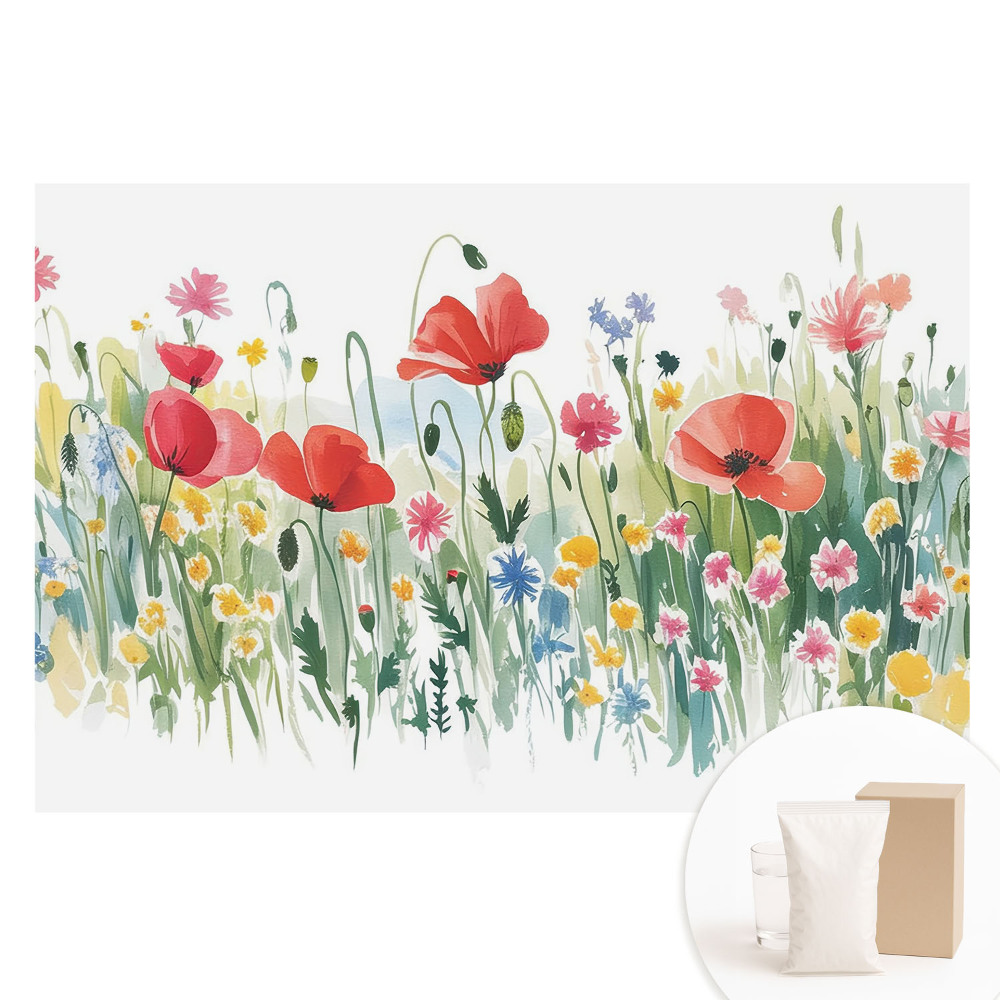 Papier peint photographique intissé Fleurs dans la prairie, couleurs pastel, nature