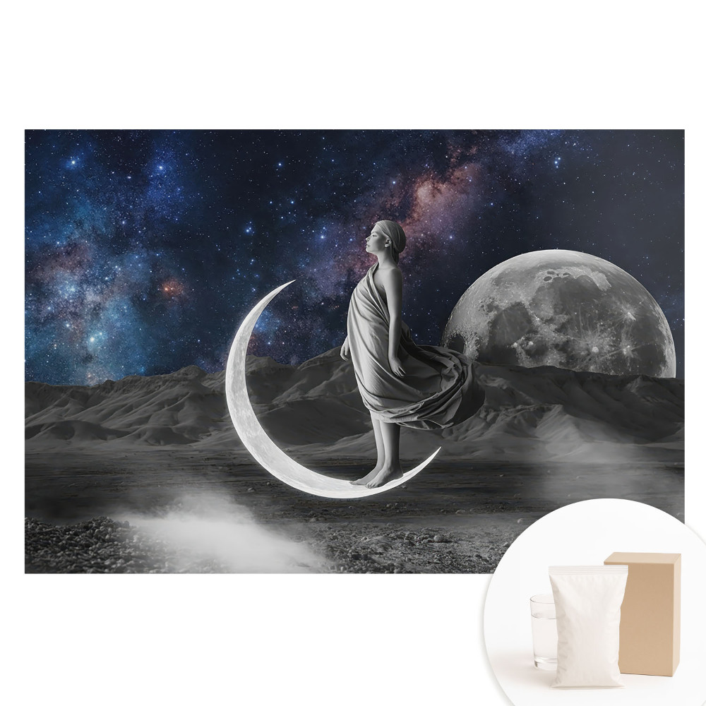 Papier peint panoramique intissé Élégance cosmique femme mystique et lune