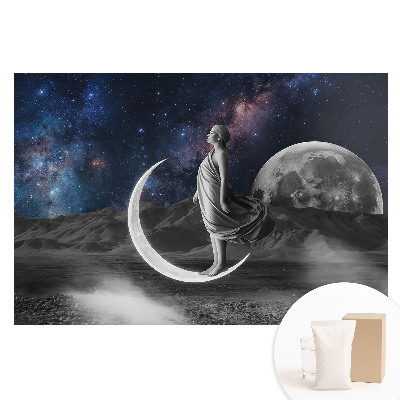 Papier peint panoramique intissé Élégance cosmique femme mystique et lune