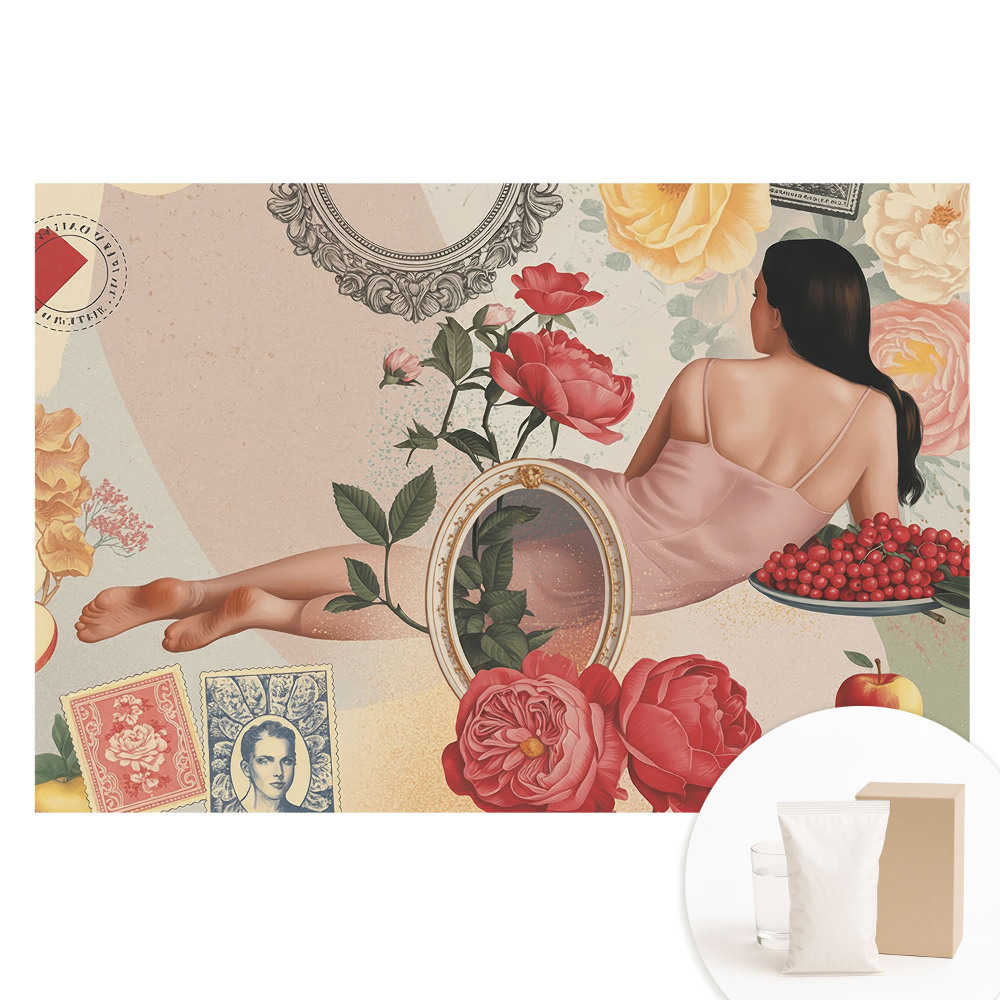 Papier peint intissé à motif de composition florale romantique