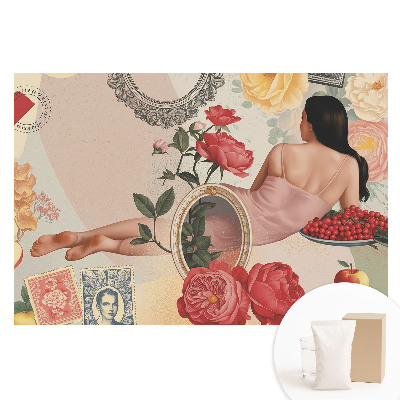 Papier peint intissé imprimé composition florale romantique