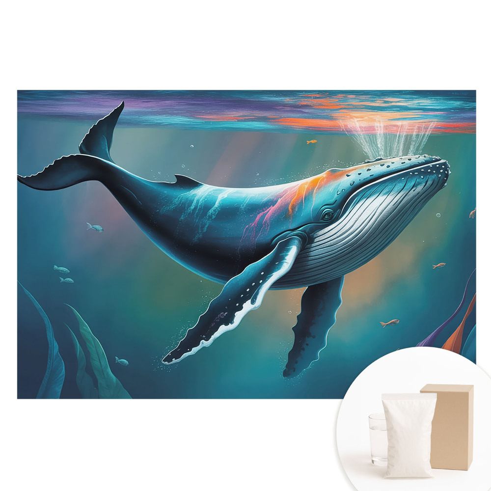 Papier peint photo imprimé sur tissu non tissé Une baleine aux couleurs de l'océan