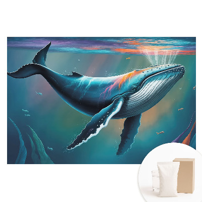 Papier peint photo imprimé sur tissu non tissé Une baleine aux couleurs de l'océan