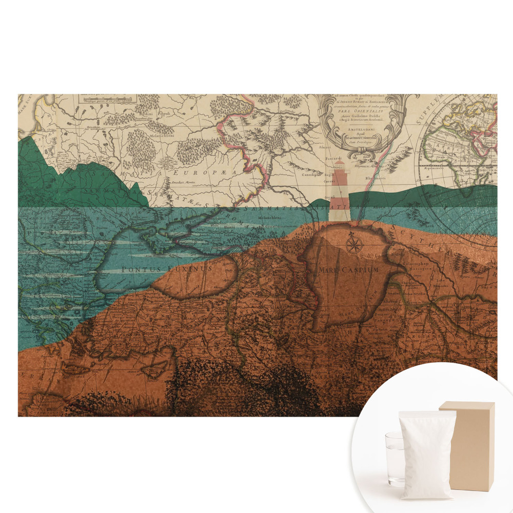 Papier peint photographique sur tissu non tissé Ancienne carte en couleurs