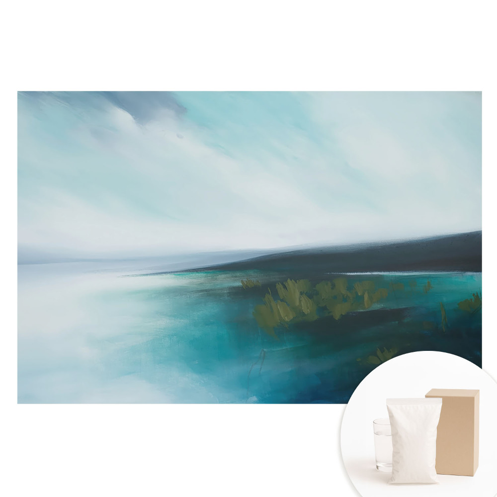 Papier peint intissé panoramique paysage abstrait bleu